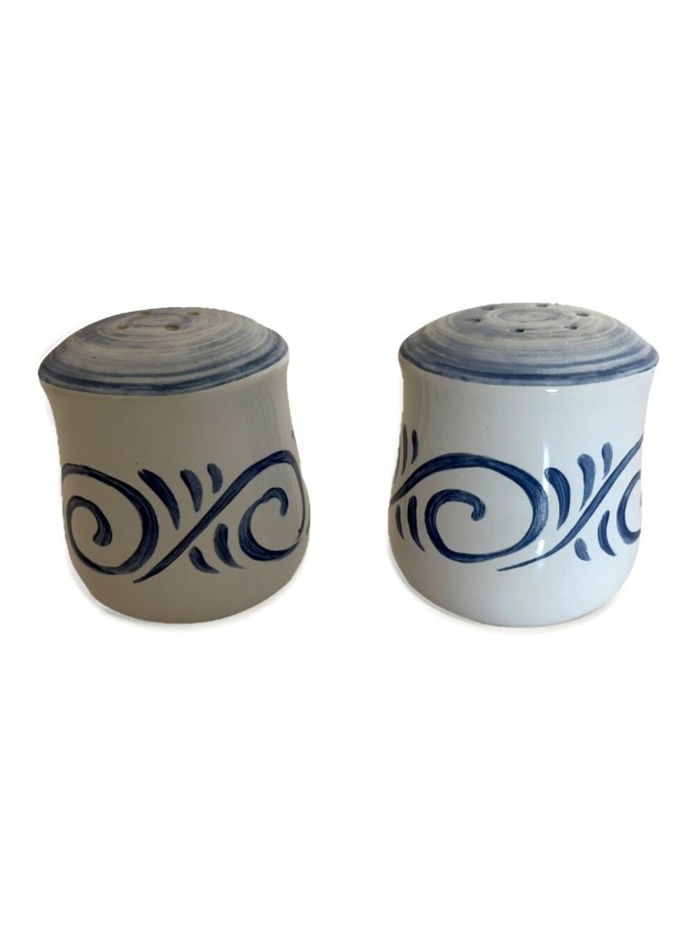 Vintage Corelle Oceanview Salt & Pepper Shakers Blue Swirl 1998 Corning Ware